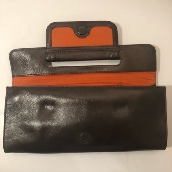 Hobo gray leather clutch bag